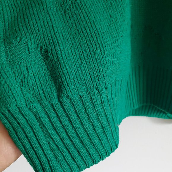 VINTAGE | St. Patrick's Lucky Shamrock Scoop Neck Sweater (Size L) - Picture 5 of 11